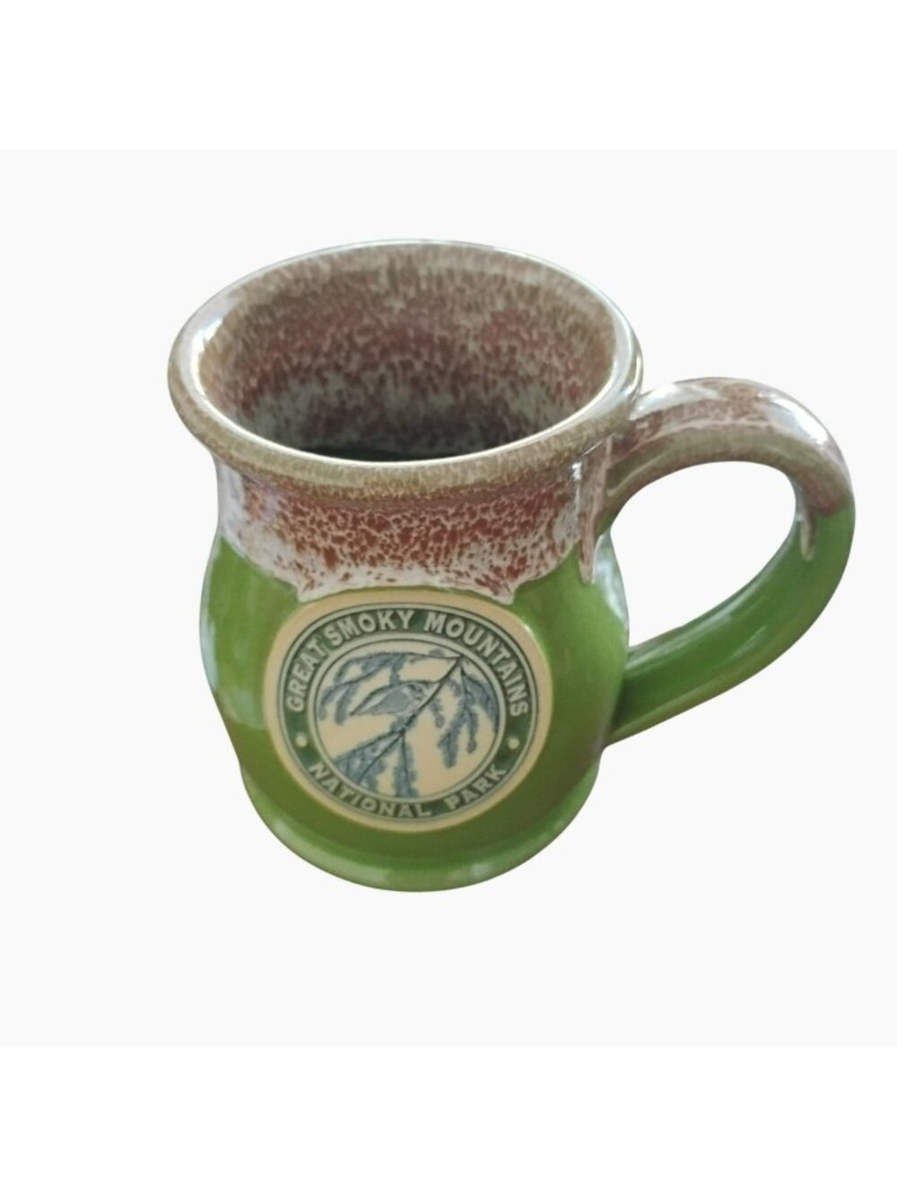Deneen Pottery Mug Great Smoky Mountains National Park Green Tan 2020 Coffee Cup